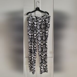 Black & White Ikat Silky Lounge Pants - Size Medium